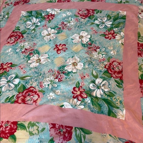 Vintage 100% Silk Floral Scarf Made in Japan Pink Cottagecore - Picture 3 of 4